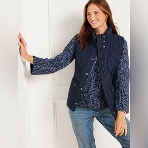 TALBOTS QUILTED DOWN PUFFER VEST - SOLID Navy Blue Women S Casual Work Office